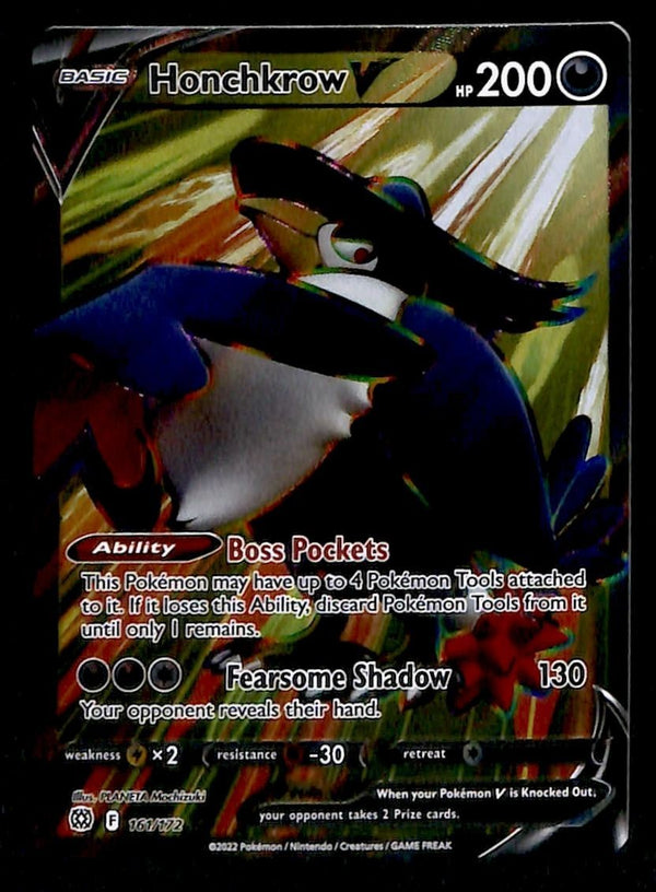 Honchkrow V Full Art Brilliant Stars 161/172, NM Pokemon Card
