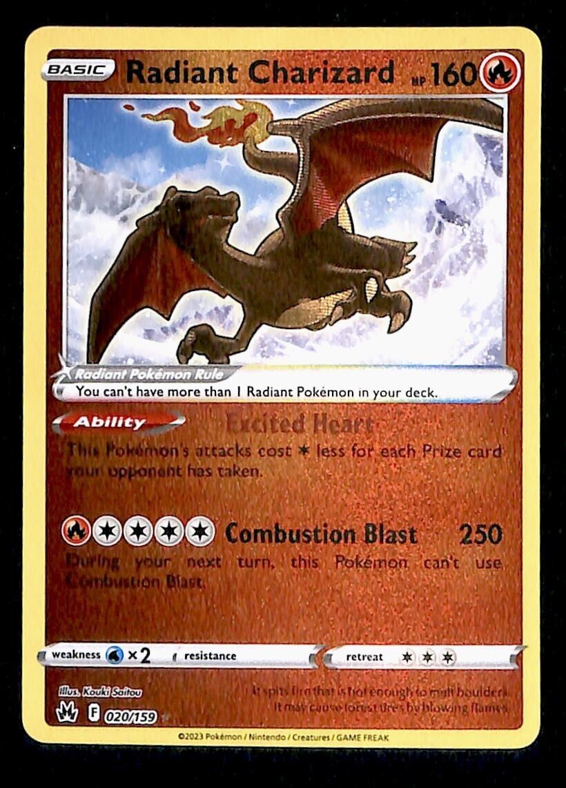 Radiant Charizard Ultra Rare Crown Zenith 020/159, NM Pokemon Card