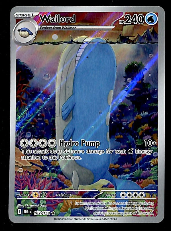 Wailord Full Art Secret Rare Journey Together 162/159, NM Pokemon Card Wailord Full Art Secret Rare Journey Together 162/159, NM Pokemon Card