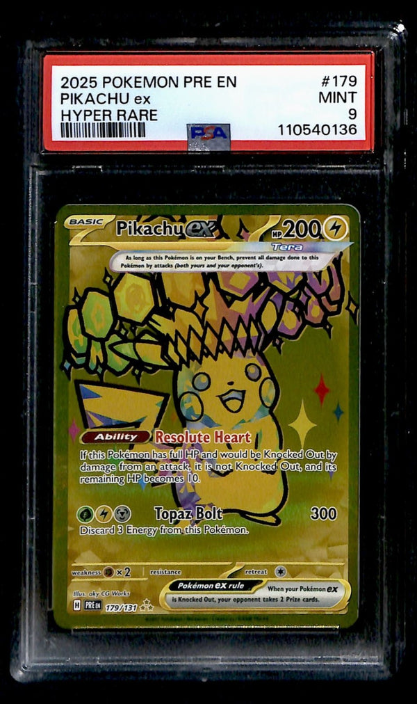Pikachu ex Hyper Rare Prismatic Evolutions 179/131, PSA 9 Pokemon Card