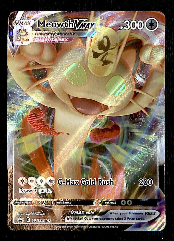 Meowth Vmax Black Star Promo SWSH005, NM Pokemon Card