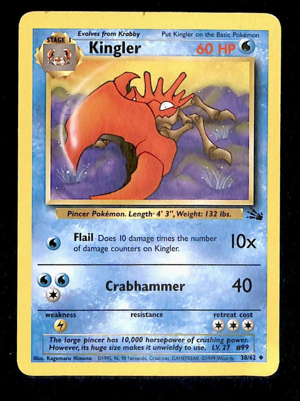 Kingler Fossil MP, 38/62 Pokemon Card
