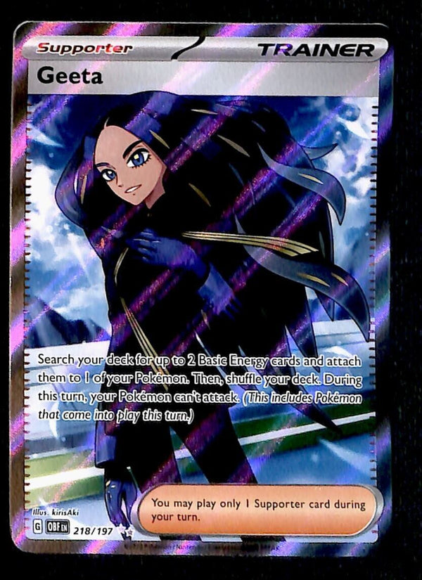 Greeta Full Art Secret Rare Obsidian Flames 218/197, NM Pokemon Card Greeta Full Art Secret Rare Obsidian Flames 218/197, NM Pokemon Card