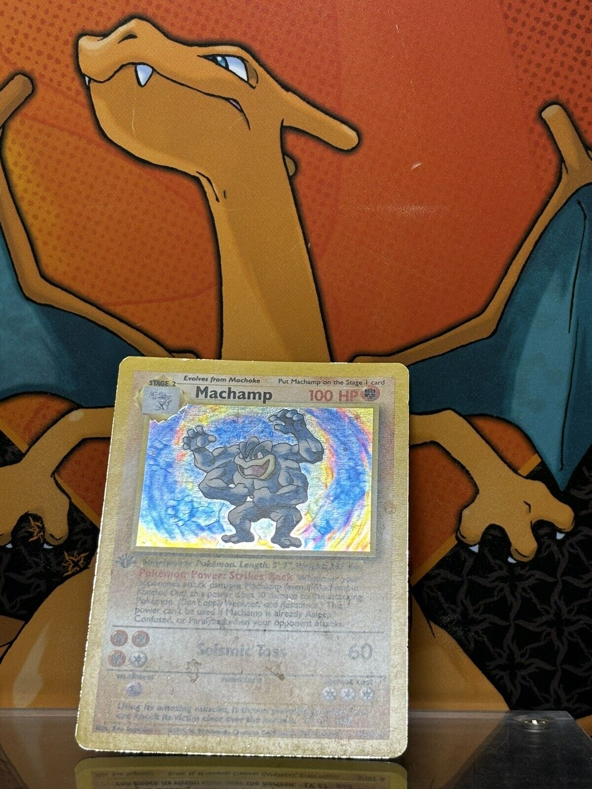 Machamp Holo Base Set 1999 Unlimited Print EX, 8/102 Pokemon Card.