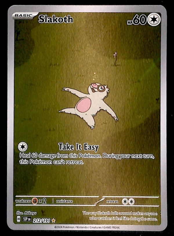 Slakoth Illustration Rare Surging Sparks 212/191, NM Pokemon Card
