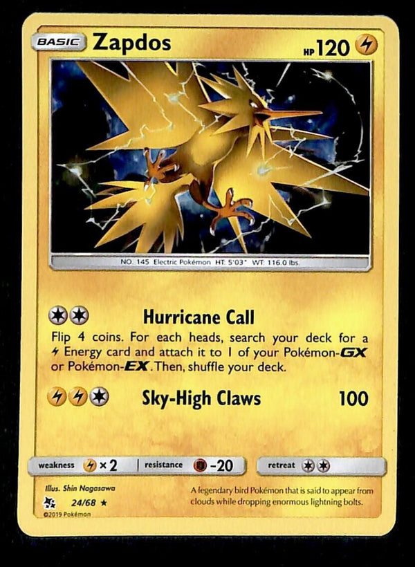Zapdos Holo Hidden Fates 24/68, NM Pokemon Card