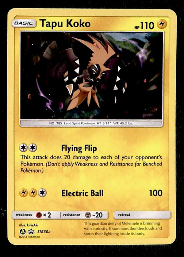 Tapu Koko Holo Black Star Promo SM30a NM Pokemon Card Tapu Koko Holo Black Star Promo SM30a NM Pokemon Card