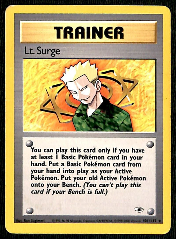 Lt Surge Gym Heroes VG, 101/132 Pokemon Card.