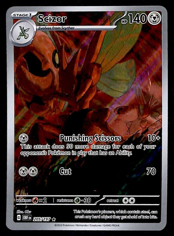 Scizor Special Illistration Rare Obsidian Flames 205/197, NM Pokemon Card