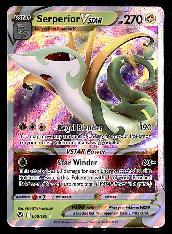 Serperior VSTAR Ultra Rare Silver Tempest 008/195, NM Pokemon Card