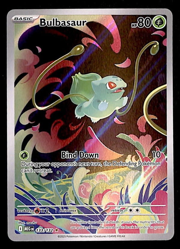 Bulbasaur Illustration Rare Mega Evolution MEG 133/132, NM Pokemon Card