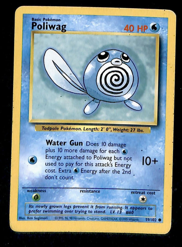 Poliwag Base Set 1999 Unlimited Print VG, 59/102 Pokemon Card.