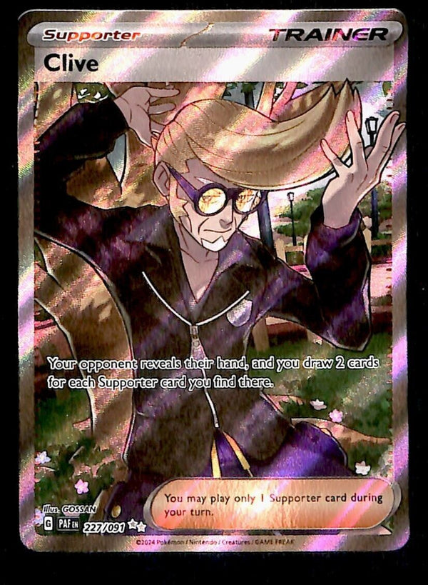 Clive Trainer Full Art Ultra Rare Paldean Fates 227/091, NM Pokemon Card