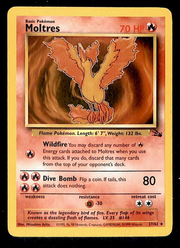 Moltres Fossil EX 27/62 Pokemon Card
