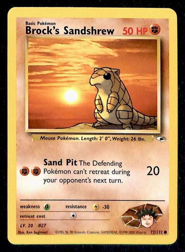 Brock's Sandshrew Gym Heroes NM, 72/132 Pokemon Card.