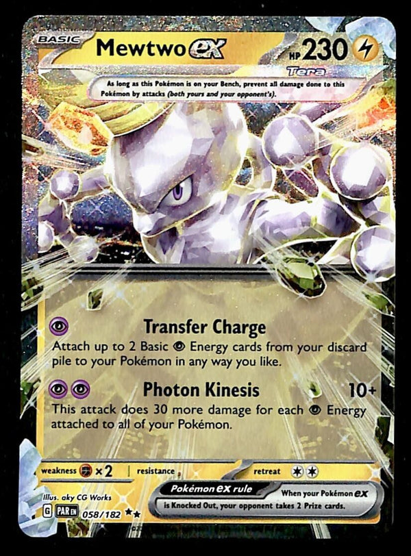 Mewtwo EX Ultra Rare Paradox Rift 058/182, NM Pokemon Card Mewtwo EX Ultra Rare Paradox Rift 058/182, NM Pokemon Card