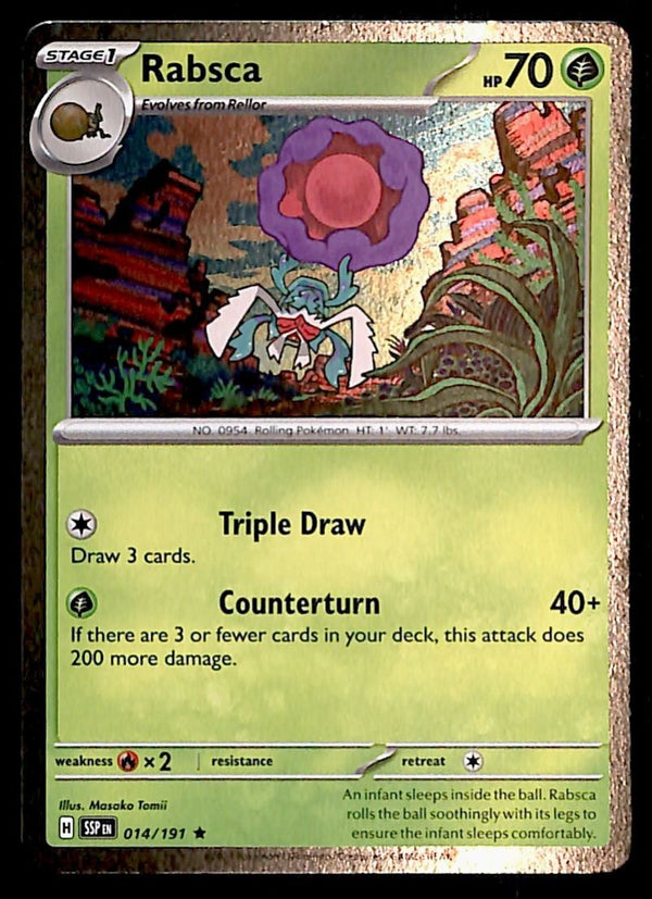 Rabsca Cosmos Holo Surging Sparks 014/191, NM Pokemon Card