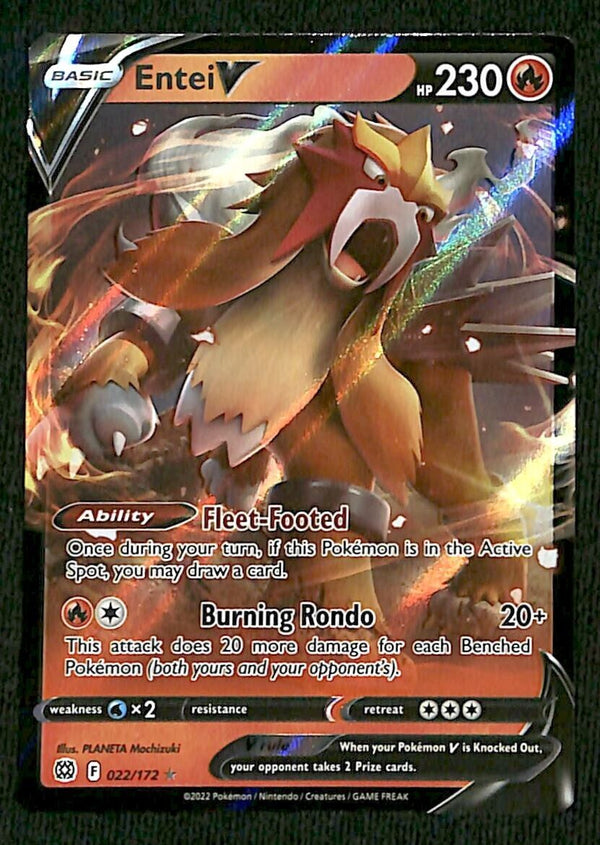 Entei V Ultra Rare Brillint Stars 022/172, NM Pokemon Card
