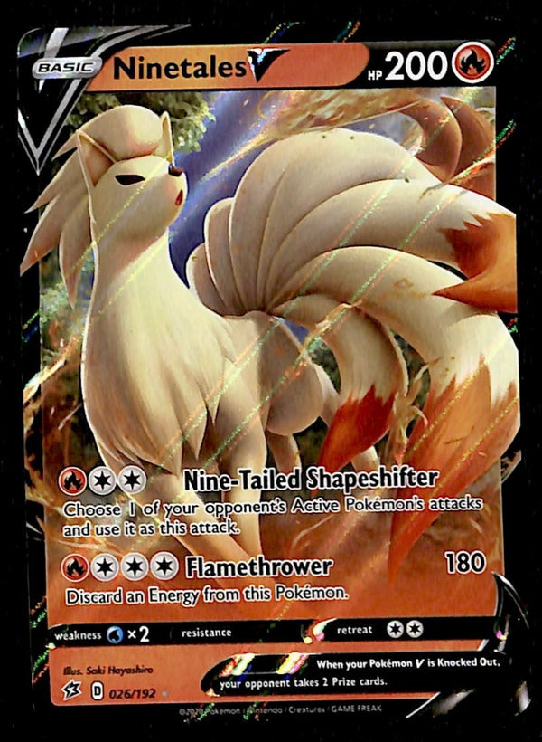 Ninetales V Ultra Rare Rebel Clash 029/192, NM Pokemon Card