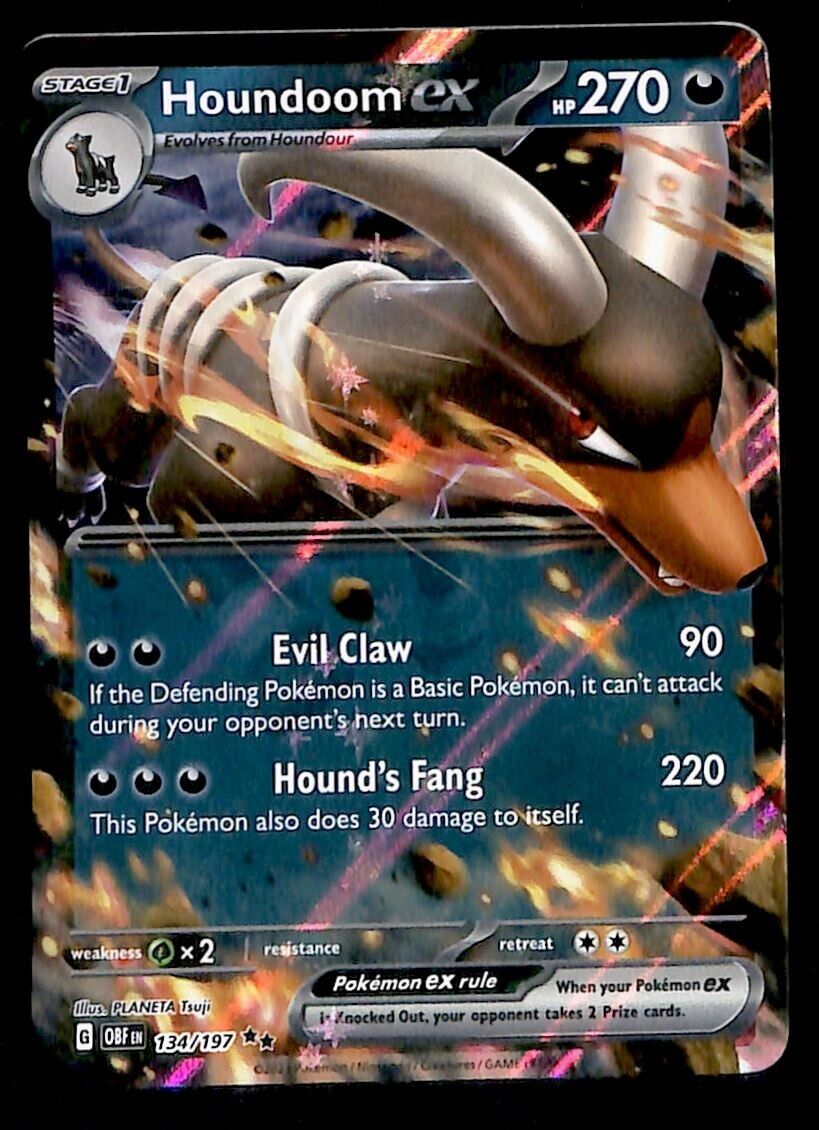 Houndoom EX Ultra Rare Obsidian Flames 134/197, NM Pokemon Card