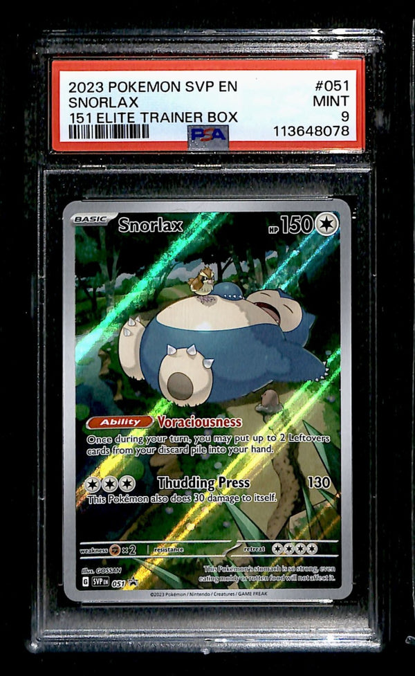Snorlax Black star Promo SVP 051, PSA 9 Pokemon Card