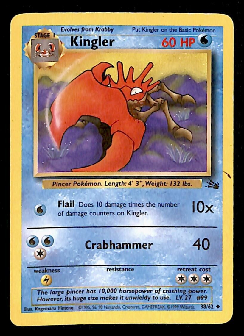 Kingler Fossil VG 38/62 Pokemon Card