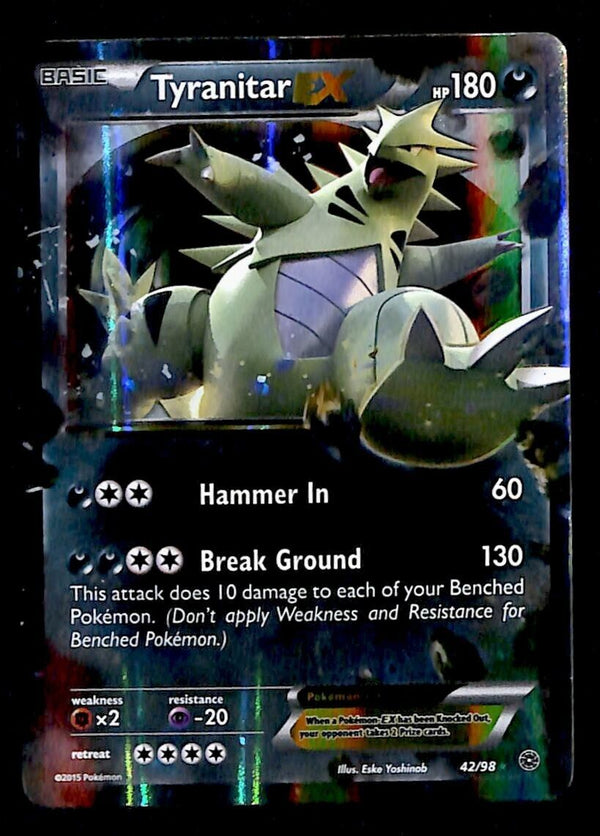 Tyranitar EX Ultra Rare Ancient Origins 42/98, VG Pokemon Card Tyranitar EX Ultra Rare Ancient Origins 42/98, VG Pokemon Card