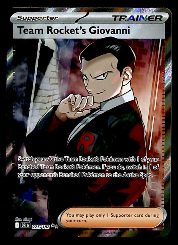 Team Rockets Giovanni Full Art Trainer Destined Rivals 225/182, NM PokemonCard