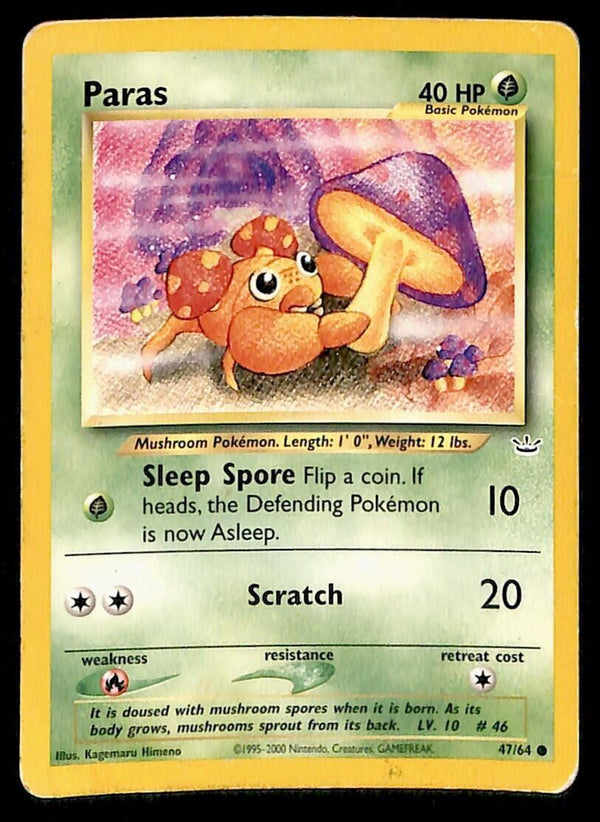 Paras Neo Revelations VG 47/64 Pokemon Card Paras Neo Revelations VG 47/64 Pokemon Card