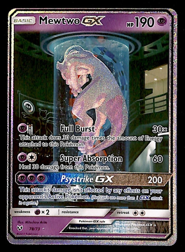 Mewtwo GX Secret Rare Shining Legends 78/73, NM Pokemon Card
