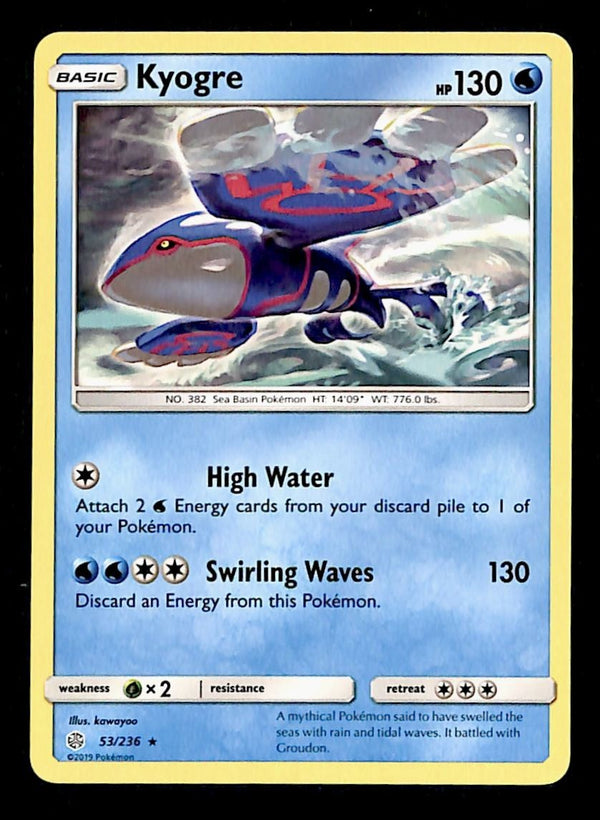 Kyogre Non Holo Rare Common Unified Minds 53/236, NM Pokemon Card