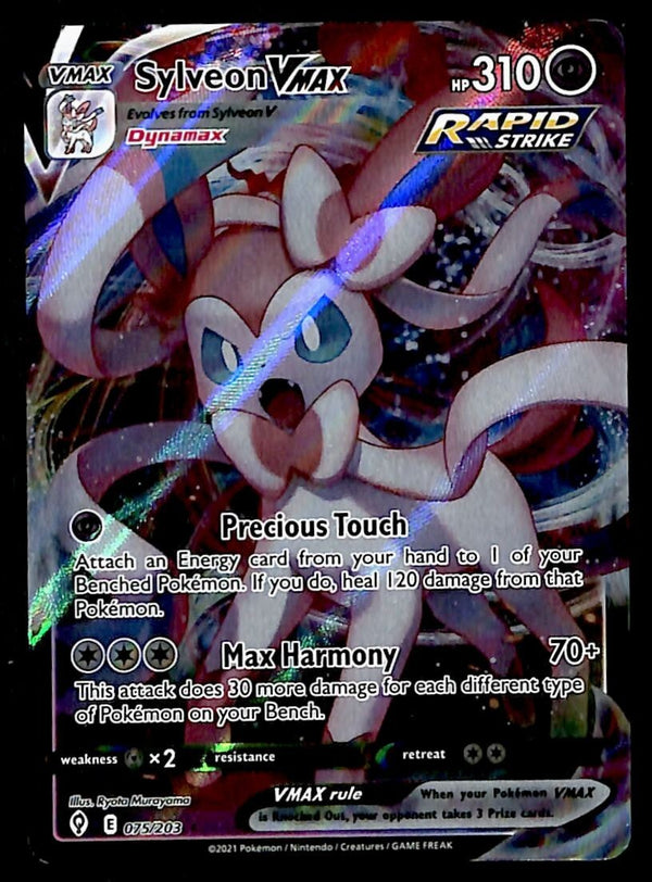 Sylveon VMAX Ultra Rare Evolving Skies 075/203, NM Pokemon Card Sylveon VMAX Ultra Rare Evolving Skies 075/203, NM Pokemon Card