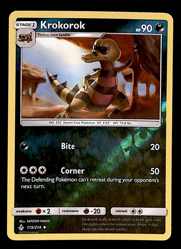 Krokorok Reverse Holo Unbroken Bonds 115/214, NM Pokemon Card