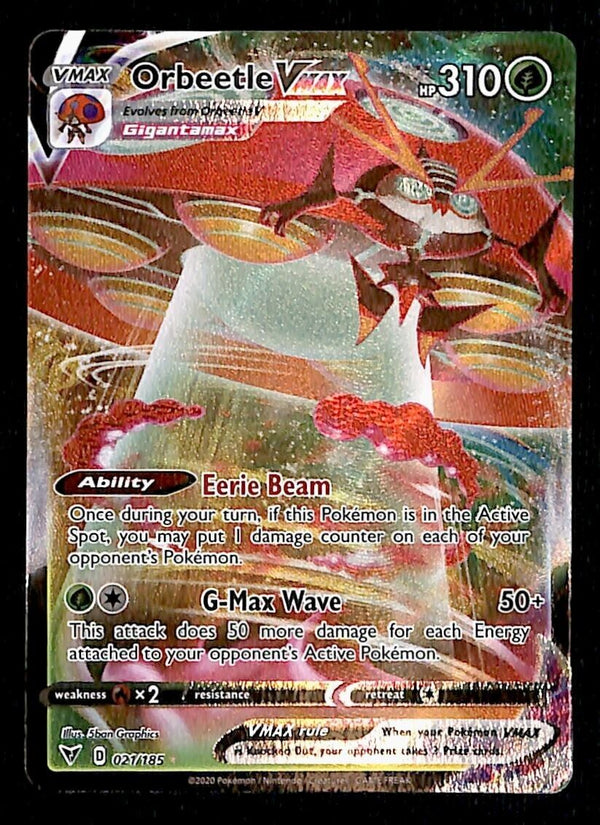 Orbeetle Vmax Ultra Rare Vivid Voltage 021/185, NM Pokemon Card