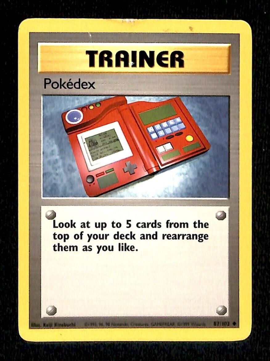 Pokedex Base Set 1999 Unlimited Print VG, 87/102 Pokemon Card.