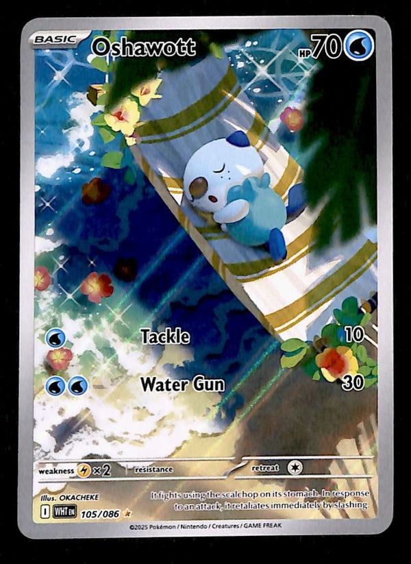 Oshawott Ilustration Rare White Flare 105/086, NM Pokemon Card Oshawott Ilustration Rare White Flare 105/086, NM Pokemon Card