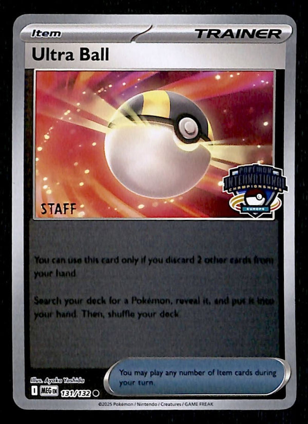 Ultra Ball Staff Championships Europe Mega Evolution 131/132, NM Pokemon Card