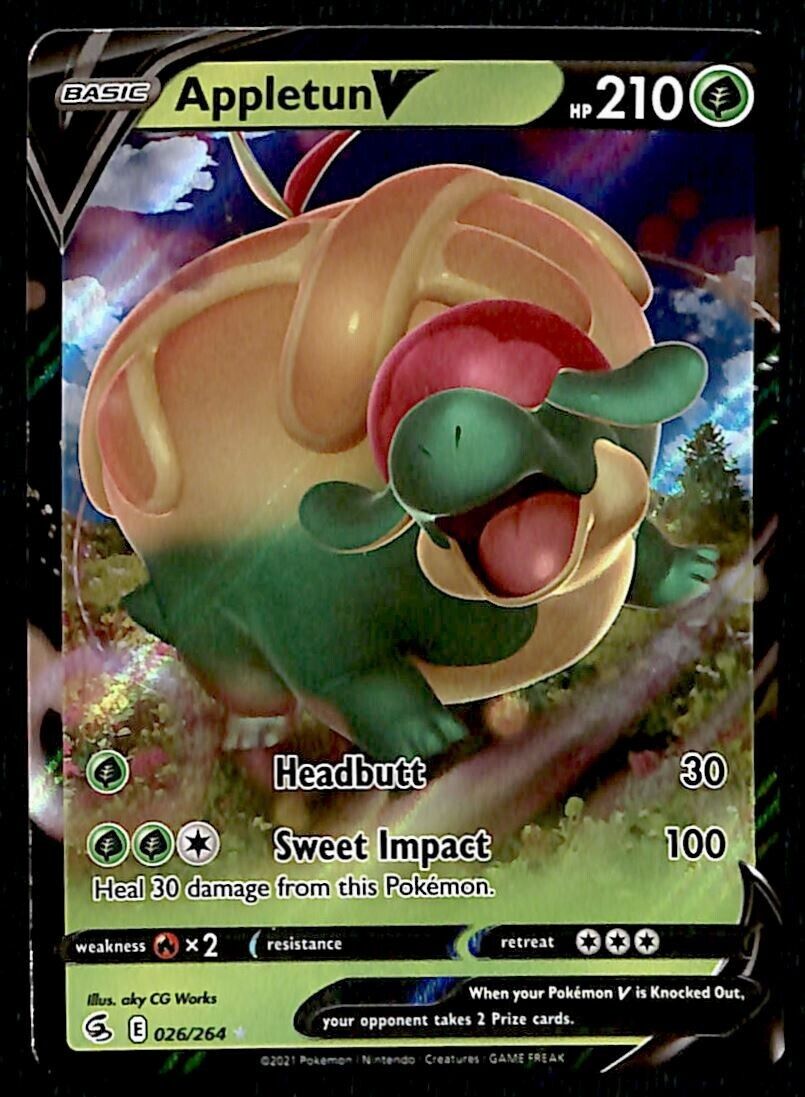 Appleton V Appletun V Ultra Rare Fusion Strike 026/264, NM Pokemon Card
