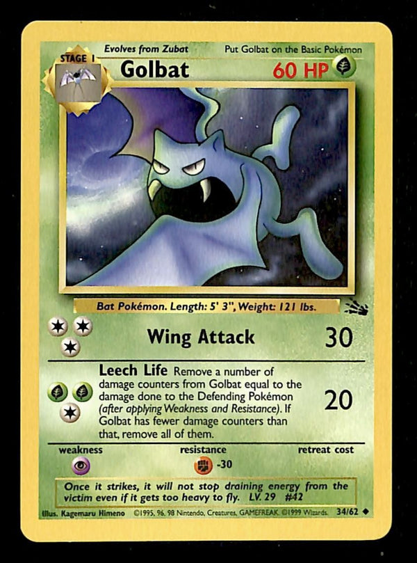 Golbat Fossil LP, 34/62 Pokemon Card