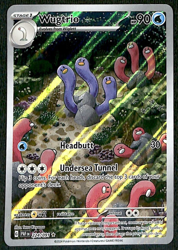 Wugtrio Ultra Rare Paldean Fates 224/091, NM Pokemon Card Wugtrio Ultra Rare Paldean Fates 224/091, NM Pokemon Card