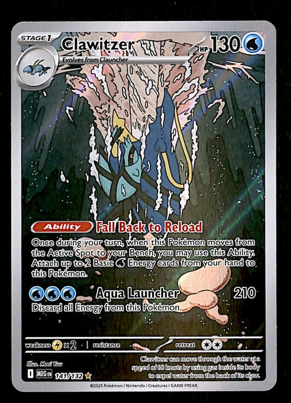 Clawitzer Illustration Rare Mega Evolution MEG 141/132, NM Pokemon Card