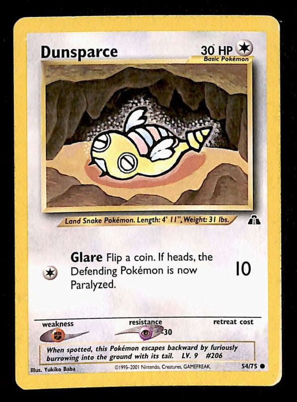 Dunsparce Neo Discovery VG, 54/75 Pokemon Card. Dunsparce Neo Discovery VG, 54/75 Pokemon Card.