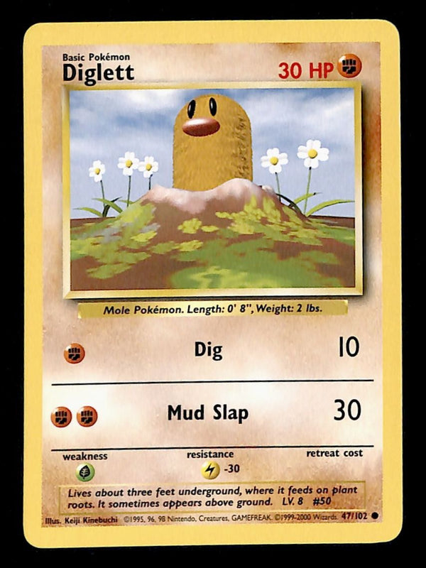 Diglett Base Set Base Set 4th Print NM 47/102 Pokemon Card