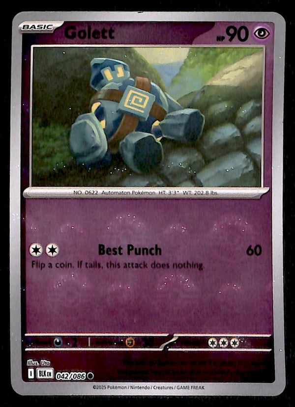 Golett Pokeball Black Bolt 042/086, NM Pokemon Card
