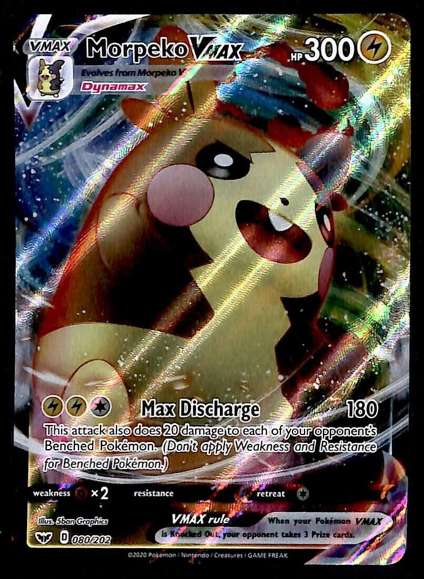 Morpeko Vmax Full Art Sword & Shield 080/202, NM Pokemon Card Morpeko Vmax Full Art Sword & Shield 080/202, NM Pokemon Card