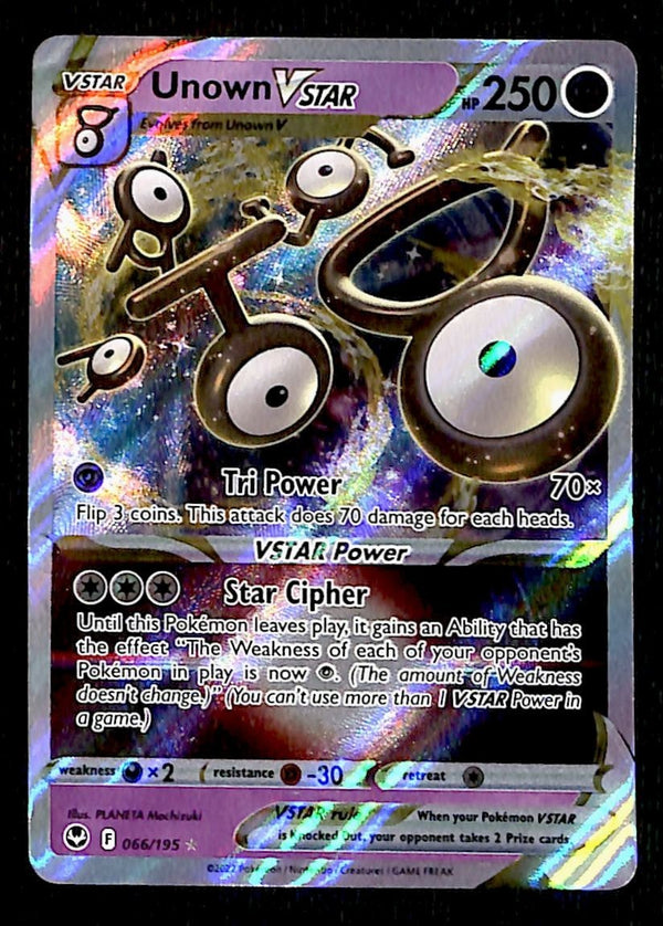 Unown VSTAR Ultra Rare Silver Tempest 066/195, NM Pokemon Card Unown VSTAR Ultra Rare Silver Tempest 066/195, NM Pokemon Card