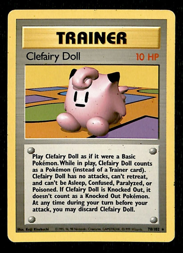 Clefairy Doll Base Set 1999 Unlimited VG, 70/102 Pokemon Card.
