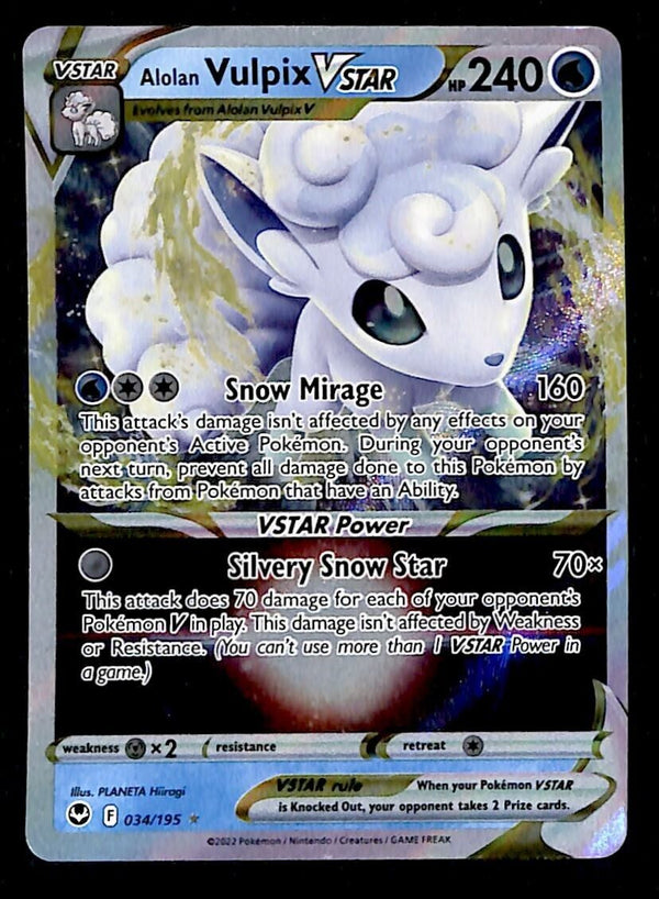 Alolan Vulpix VSTAR Silver Tempest 034/195, NM Pokemon Card