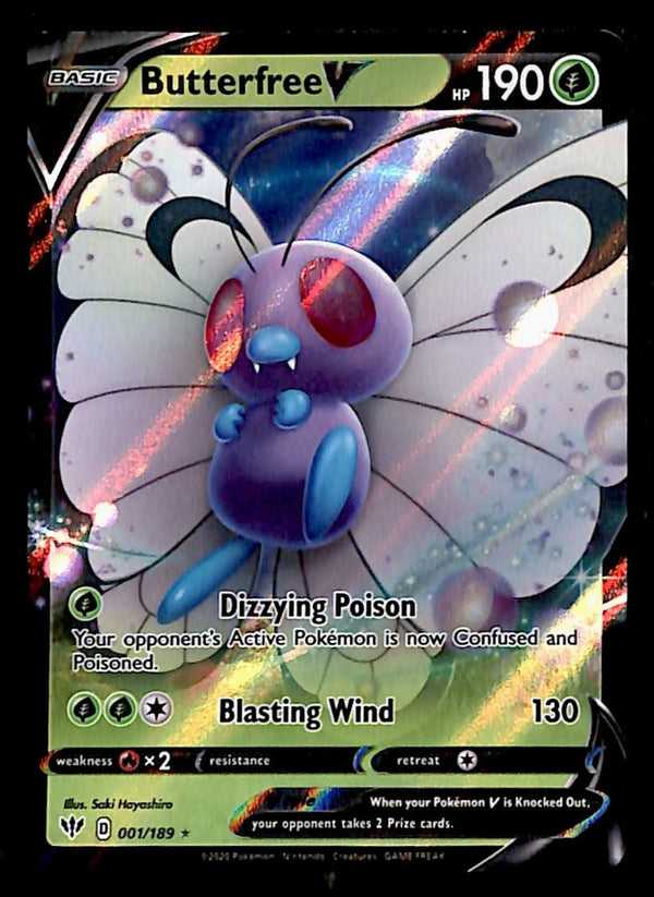 Butterfree V Ultra Rare Darkness Ablaze 001/189, NM Pokemon Card
