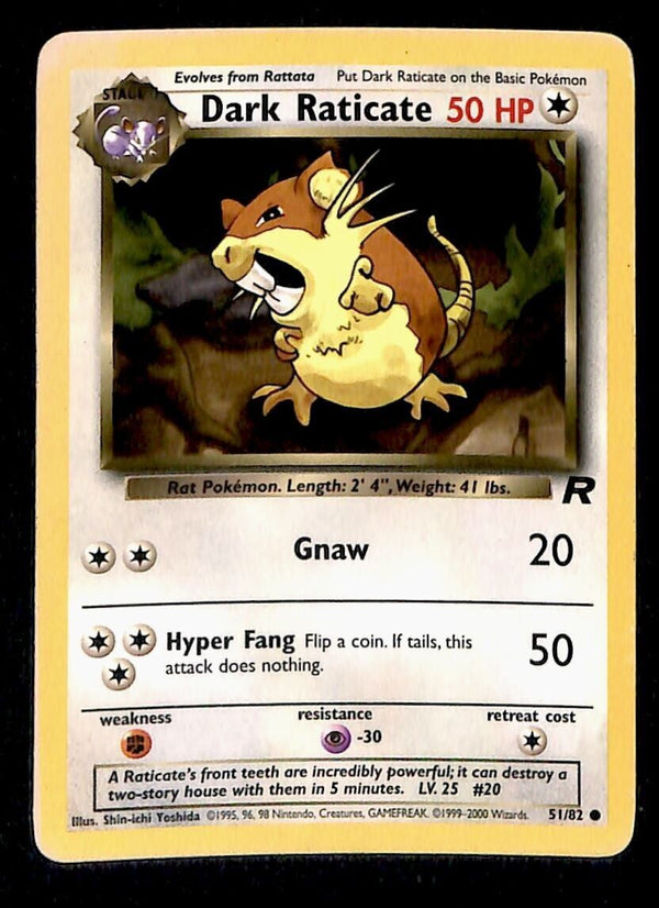 Dark Raticate Team Rocket VG, 51/82 Pokemon Card